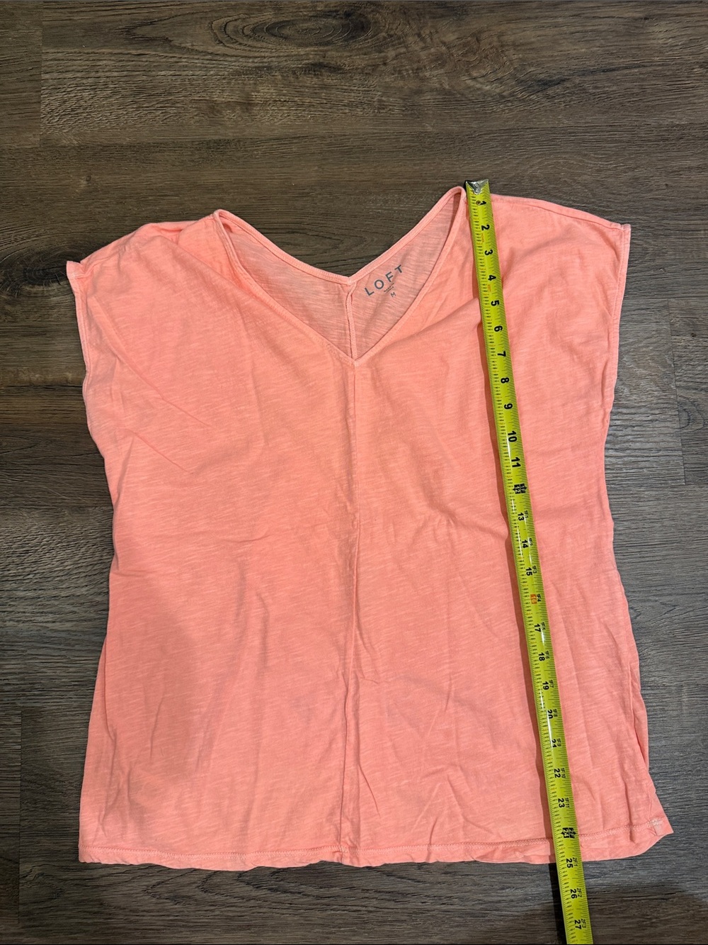 LOFT neon Coral V-Neck Short Sleeve Tee Size Medium